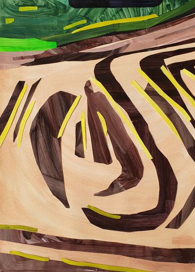 Dorine van der Ploeg Berg VI 78 x 56 cm 2021 acryl collage op papier cropped